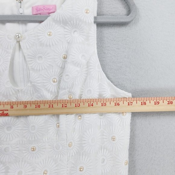 Lilly Pulitzer Dress Womens 12 Resort White Nicci Pinwheel Organza Floral Lace - Picture 6 of 16